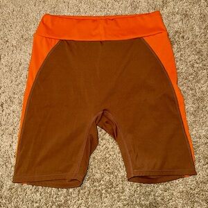 Orange and Brown Women’s size L Biker Shorts